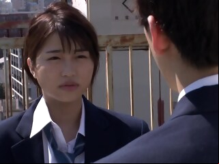 asian girl adapt for boy school unifrom brunette